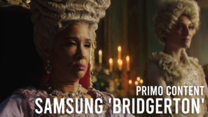 Thumbnail con la imagen de la serie de los Bridgerton para un anuncio de Samsung